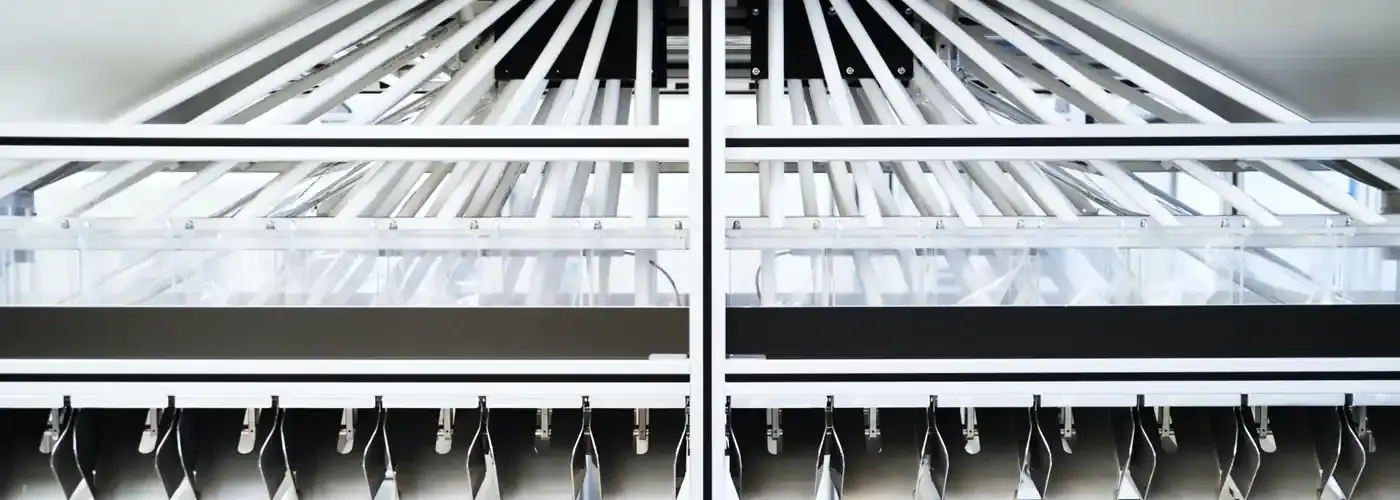 Titelbild eines mechanischen Separations- und Zuführsystems mit parallelen Führungsrinnen der Arnstädter Werkzeug- und Maschinenbau GmbH.