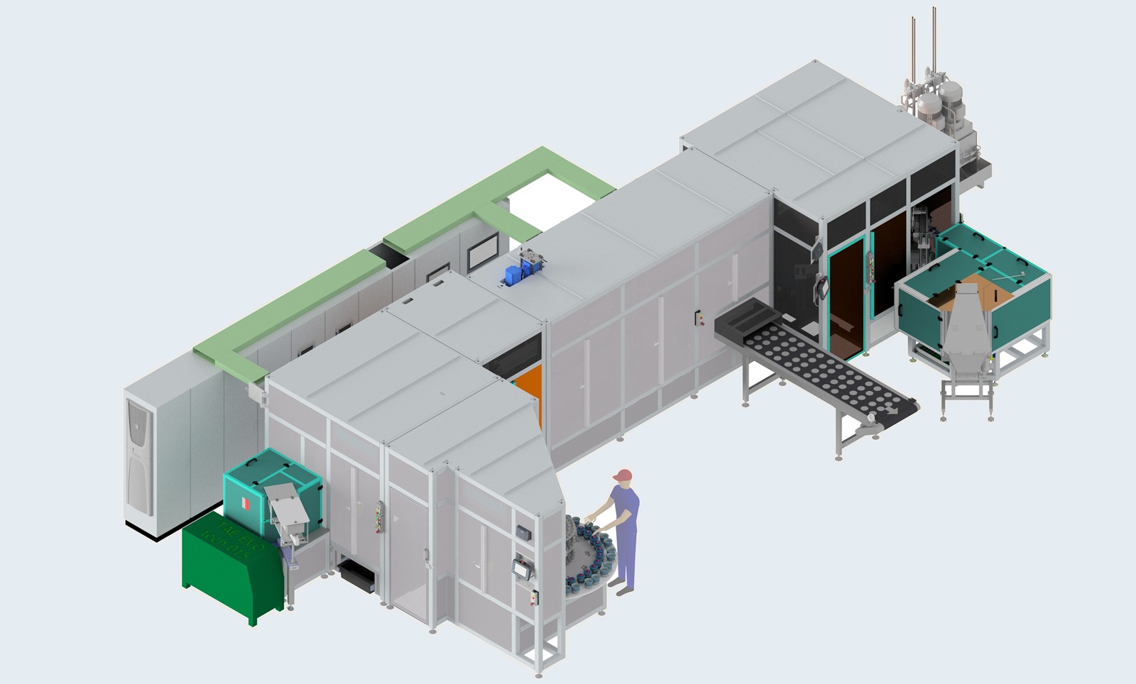 Schematic of the assembly line for the wet filling of chassis bearings